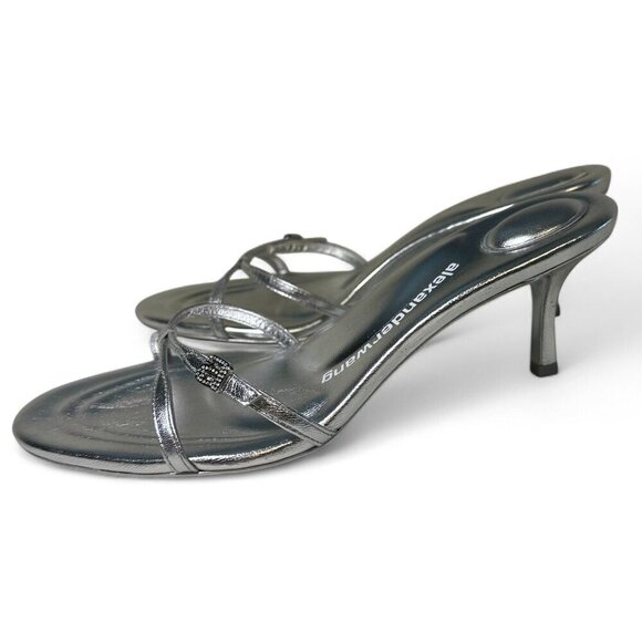 Alexander Wang Silver Lucienne 65 Strappy Slide 37.5 NWT - Picture 12 of 16